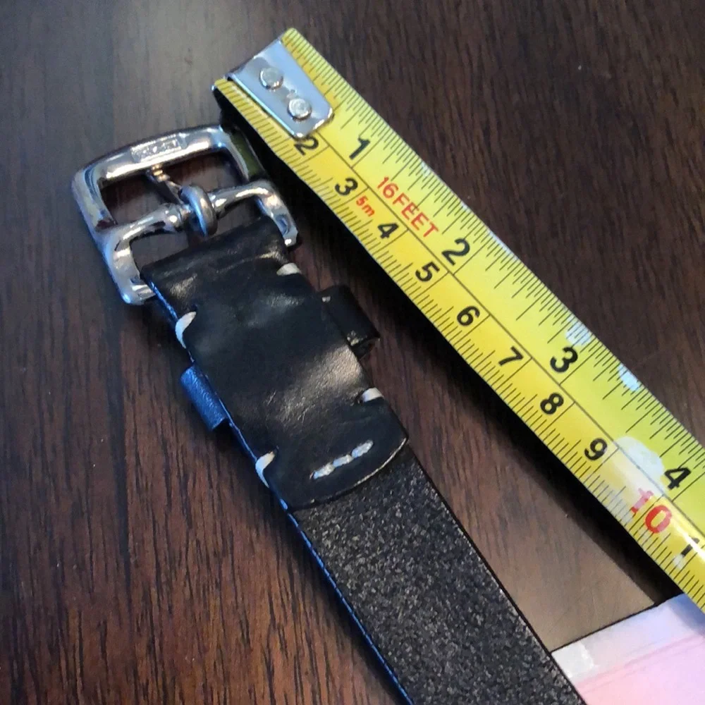 Coach Classic Vintage Leather belt shiny silver tone brass buckle - Picture 10 of 11